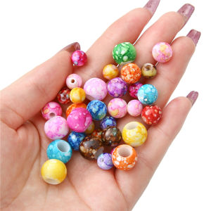 Lớn lỗ tròn hình quả bóng nhựa acrylic hạt nhiều màu lỏng lẻo không gian hạt cho Vòng tay tự làm trang sức Làm Vòng Cổ phụ kiện