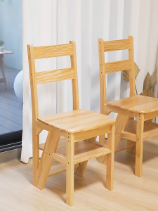 Solid Wood Ladder Chair For Home Ladder Chair Foldable Dual-Purpose Step Stool Indoor Multi-Functional Climbing Stairs