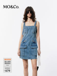 ชุดเดรสยีนส์แขนกุดเอวสูง MoCo ทรงเข้ารูปสไตล์ย้อนยุคสำหรับฤดูร้อน เสื้อผ้าทำงาน ชุดเดรสผู้หญิง ชุดเดรสสั้น