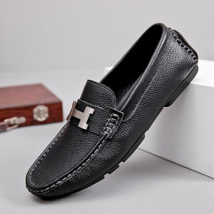 Giày Đế Mềm Da Bò Nguyên Chất Cho Nam Mùa Xuân Thời Trang Hàn Quốc Đế Mềm Thường Ngày Một Bước Giày Da Thường Ngày