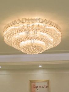 Luxury gold living room light circular LED crystal light bedroom warm living room villa light ceiling light