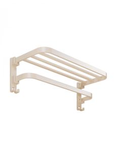 Double Folding Wall Mounted Towel Rack Drying Organizer Storage Shelf Holder Toilet Foldable Bathroom Accessories Rustproof Space Aluminum TH
