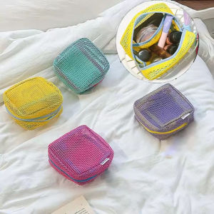 1pc WomenS Makeup Bag Zipper Square Toiletry Mesh Storage Pouch Multifunctional Cosmetic Pouch Organizer Travel Accessories