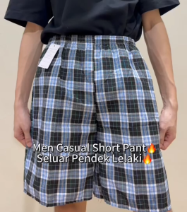 Men Casual Short Pants Plaid Design/Seluar Kotak Petak Pendek Lelaki/Seluar Rumah Murah/Pinggang Getah/Pocket