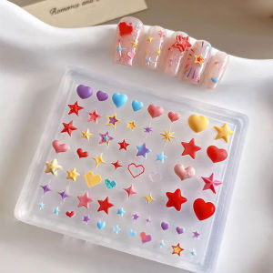 1Pcs 3D Heart Star Silicone Nail Mold Multi- Shpes Pentagram Love Nail Charms Transparent Manicure Template DIY Decorations Tool