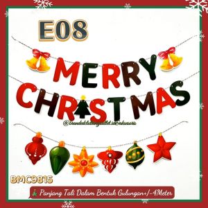 GARLAND RUMBAI NATAL LONCENG / BANNER MERRY CHRISTMAS & HAPPY NEW YEAR / TIRAI FOIL NATAL / SLINGER NATAL SANTA CLAUS / GARLAND FOIL TARIK DEKORASI NATAL / GANTUNGAN AKSESORIS NATAL / CHRISTMAS DECORATION