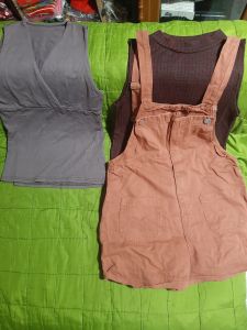 Luzyjanechic Jumper 3 in 1 for kids ages 5 to 8 years old. A denim jumper with cotton sleeveless shirt.
