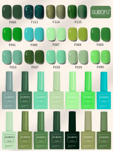 15ml Green Series Fall Shine Finish Semi Permanent Glitter Sequins Nail Polish Set Kit Soak Off Uv Varnish Nail Art