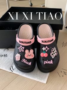 Thin Strip Sweet Style Cute Bunny Holed Slippers for Girls with Thick Bottom EVA Sandal for Summer Ins Trend