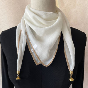 Womens Silk Scarf 2025 New Pure Color Lyocell Magnetic Buckle Square Scarf Neck Warmer Spring Summer Triangle Scarf