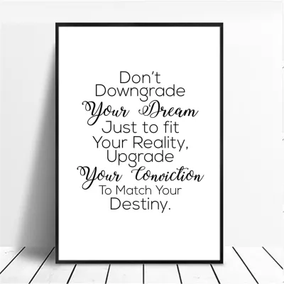 Canvas Poster Quote Positive Energy Phrases Motivational Words Black and White Minimalist Wall Art Decor Home Decoration
