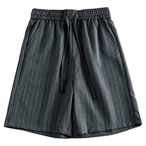 ZHUOCAN | Straw Ice-Sense Stripe Loose Beach Shorts
