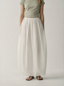 INSIS FEMME | Cotton Combed Twist Yarn Summer New Cocoon A-line Midi Skirt