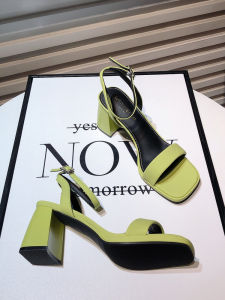 Fairy Style Chunky Heel Sandals 2024 New Arrival Summer Minority Simple Easiest for Match Buckle Strap Square Toe Open Toe High Heels
