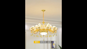 【Warranty】Luxurious golden living room lamp Nordic golden ceiling lamp decorative bedroom chandelier luxurious home decorations round LED crystal lamp cozy living room and bedroom villa lamp