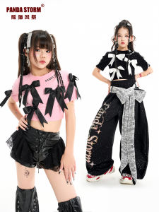 PANDA STORM | Girls Dance Costume Set Street Jazz Hiphop T-shirts and Long Pants