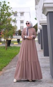 julia hijab by andari // dress ceruty set hijab printing by andari // gamis ceruty babydoll premium