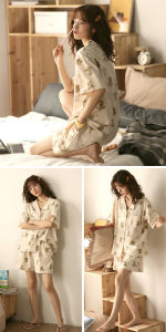 me home wear | Bộ Đồ Ngủ Nữ Mùa Hè Bông Thoáng Khí Dễ Thương Kích Cỡ Lớn