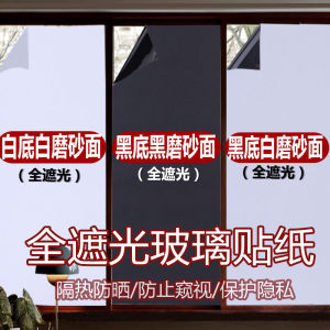 Black and White All Light Blocking Glass Stickers Window Opaque Peep-Proof Sunscreen Heat-Insulating Film Sunshade Frosted Fashion Tape Film