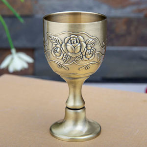 Retro Bronze Highball Glass Whiskey Cup Engraved Small Liquor Mug 40ml for Wedding Anniversary Engagement Party Banquet