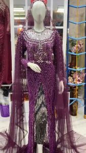 (Couple) Sepasang Kebaya Akad Santili Belah Semata Kaki Dan Baju Beskap Pengantin Pria