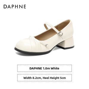 Daphne | French Style Fall New Arrival White Thick Heel Mary Janes