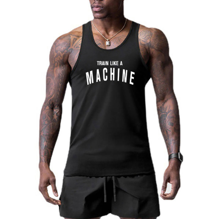 Train Like A Machine Gym Clothing Bodybuilding Stringer Tank Top Mens ...