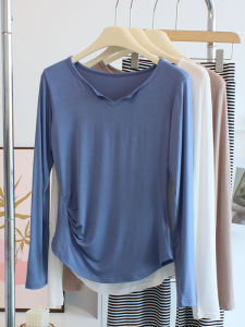 Áo Thun Modal Dài Tay Ôm Vừa Vặn Cho Nữ Áo Tập Yoga Áo Tập Khiêu Vũ Áo Cổ Chữ V Áo Thun Cotton Thường Ngày Mùa Xuân