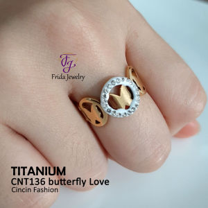 Cincin Titanium Butterfly Frame Unik Elegan & Awet Anti Karat