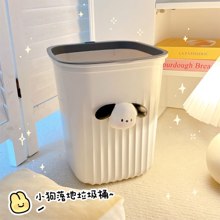 Cute Large Capacity Trash Can Bedroom Bathroom Plastic Long Tube Shape ...
