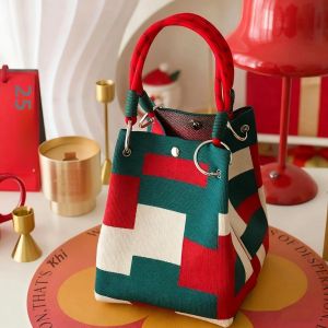 Nữ Vintage Họa Tiết Hoa Đan Túi Tote Nhẹ Có Thể Điều Chỉnh Dây Nhẫn Kim Loại Chụp Đóng Cửa Polyester Hình Chữ Nhật Túi Bảo Quản Cho Du Lịch Thường Ngày