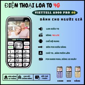 Điện Thoại Vietell A900 4G Máy Cho Người Già Loa To Pin Dùng 15 Ngày Sóng Khỏe Đèn Pin Siêu Sáng BH 12 Tháng