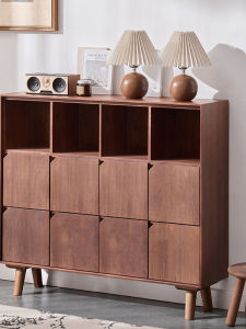 Luxury North America Walnut Sideboard Storage Cabinet Living Room Console Drawer Cabinet Medium-Aged Style Household Furniture