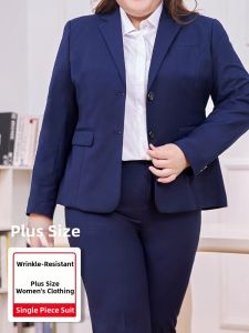 Onneksi | Plus Size Loose Blue Business Suit Womens Blazer