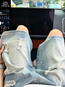 YOULIN | Retro American Style Blue Denim Shorts Loose