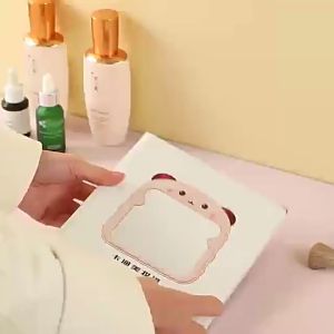 Mini Portable Foldable Makeup Cosmetic Panda Ear Cosmetic Mirror Single-sided with Stand