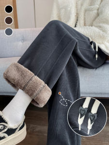 Gray Leisure Straight Leg Pant Fluffy Fleece Warm