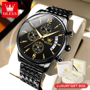 OLEVS luxury watches for men original waterproof 2023 sale new fashion multifunctional stainless steel chronograph watch calendar luminous display