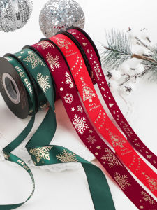 Christmas Gift Wrapping Ribbon Red Silk Ribbon Bouquet DIY Decorative Green Satin Ribbon Christmas Silk Ribbon Home Fabric