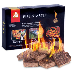 64pcs Fire StarterEasy-Burning Fire Starter Squares for Wood StovesCampfiresFireplaceNatural Waterproof Fire Starters