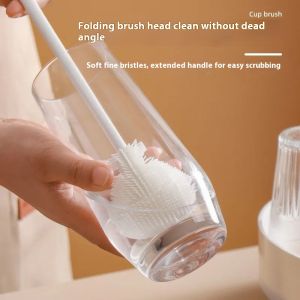 Bàn chải chai nhựa dẻo mềm có thể gập lại cho cốc và chai dụng cụ vệ sinh không vùng chết