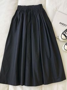 Skirt Small A- line Skirt Japanese Style Artistic White Mid-Length Pleated Skirt Niche Style Womens Summer Plus Size Slim Looking