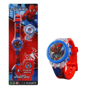 Flash Glow Up Light Spiderman Kids Children Watches for Boys Digital Electronic Colorful Light Unicorn Girls LED Clock Birthday
