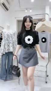 💥[A234] Áo len nữ Montoghi dệt kim HOA ĐƠN GIẢN màu trơn tay ngắn dễ thương hàng Quảng Châu - L2M