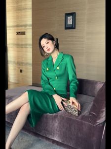 ZYHT EraVogue เดรสผู้หญิง เดรสสีเขียว เดรสสูท เดรสแขนยาว เดรสทำงาน เดรสไฮโซ เดรสวินเทจ เดรสออกงาน เดรสปาร์ตี้ ชุดราตรี 50620
