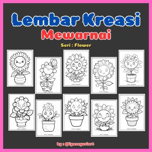 Lembar mewarnai anak Seri Flower - Coloring - iyasayuriart