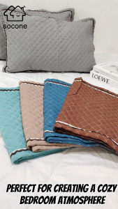 Socone 2Pcs Cotton Quilted Pillow Cases 45*75cm Zipper Closure 5 Colors Anti-fade Washable Removable Pillow Covers Soft Comfortable Pillow Encasement For Home Sleep