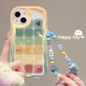 FOX Case Samsung A02S A03S A05 A06 A12 M12 A13 4G A15 A16 A22 4G M32 4G A23 Casing Happy Lucky Smile Rich Silicon Transparant Tali Lanyard Manik Camera Protection