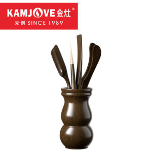 ชุดเครื่องมือชาสไตล์จีน ชุดเครื่องมือชาที่ทำจากไม้ดำ ชุดเครื่องมือชาแบบแขวนหัวเข็มขัดสำหรับใช้ในชีวิตประจำวัน