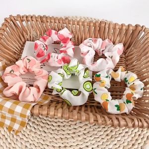 Karet Ikat Rambut Kain Motif Buah Fruity Scrunchie Hair Rope JOFIK95